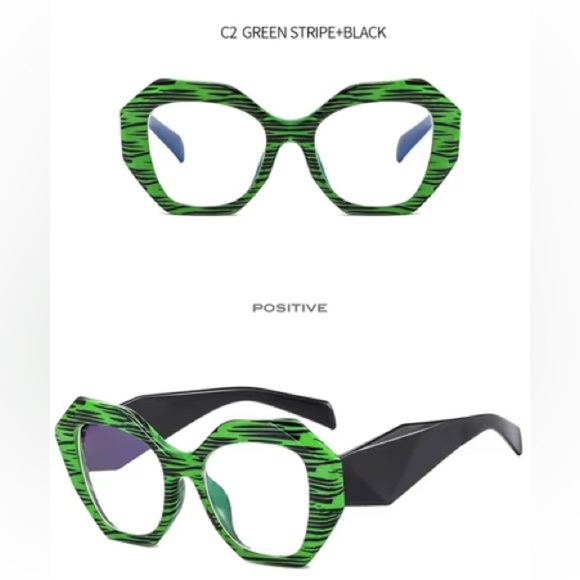 Green Striped Sunglasses - Picture 3 of 4